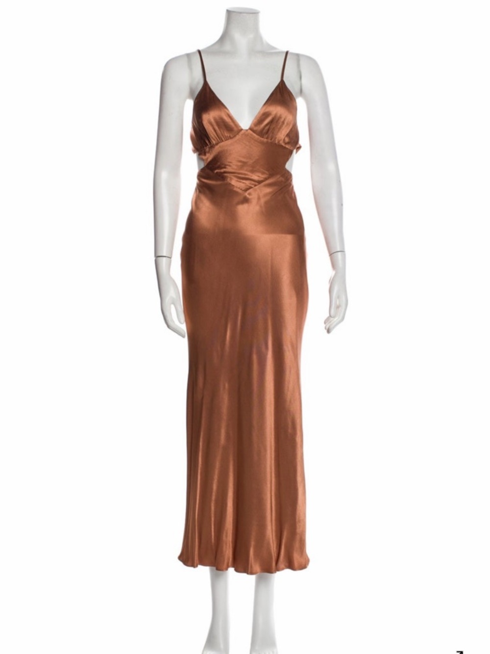 Shona Joy Copper Satin Bias Slip Dress